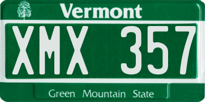 VT license plate XMX357