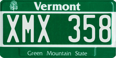 VT license plate XMX358