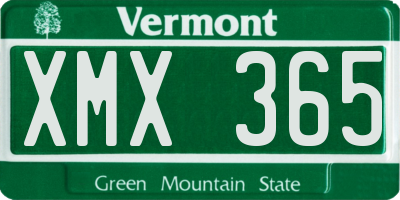 VT license plate XMX365