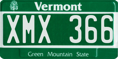 VT license plate XMX366