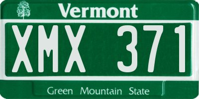 VT license plate XMX371