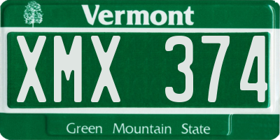VT license plate XMX374