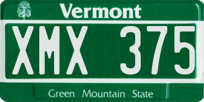 VT license plate XMX375