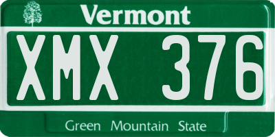 VT license plate XMX376