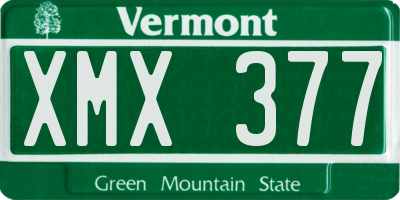 VT license plate XMX377