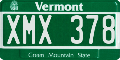 VT license plate XMX378