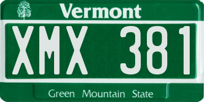 VT license plate XMX381