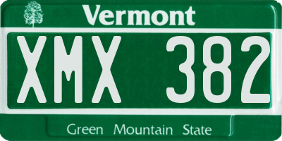 VT license plate XMX382