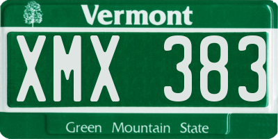 VT license plate XMX383