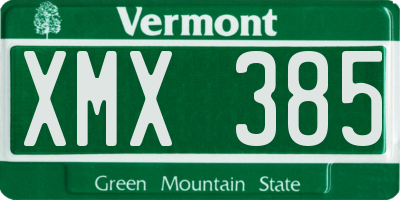 VT license plate XMX385