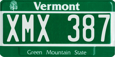 VT license plate XMX387