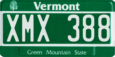 VT license plate XMX388