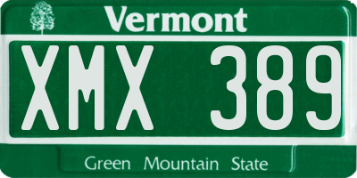 VT license plate XMX389