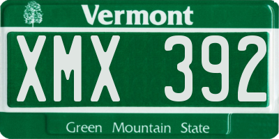 VT license plate XMX392