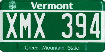 VT license plate XMX394