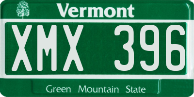VT license plate XMX396