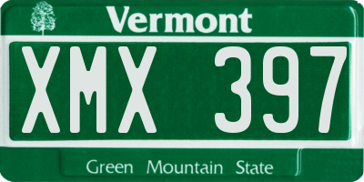 VT license plate XMX397