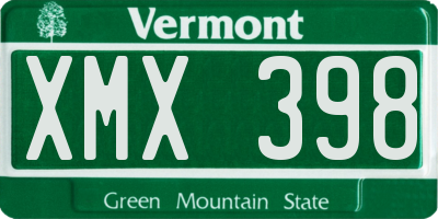VT license plate XMX398