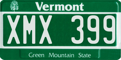 VT license plate XMX399