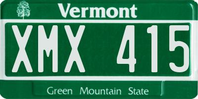 VT license plate XMX415