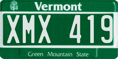 VT license plate XMX419