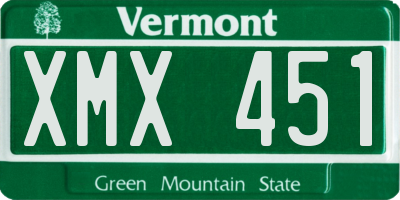 VT license plate XMX451