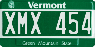 VT license plate XMX454