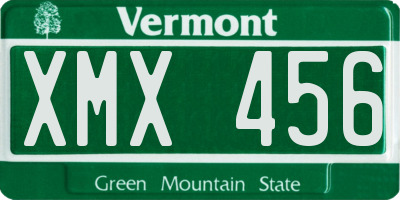 VT license plate XMX456