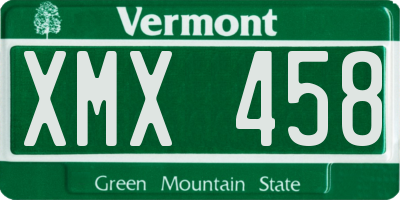VT license plate XMX458