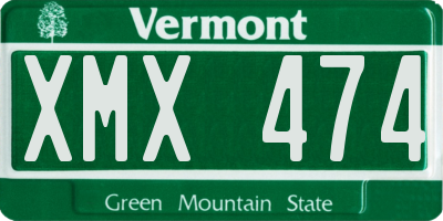 VT license plate XMX474