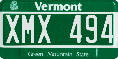 VT license plate XMX494