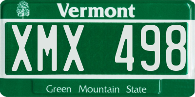 VT license plate XMX498
