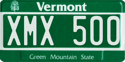 VT license plate XMX500