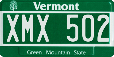 VT license plate XMX502