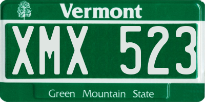 VT license plate XMX523