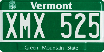 VT license plate XMX525