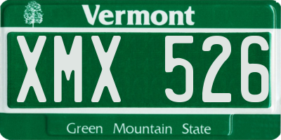 VT license plate XMX526
