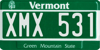 VT license plate XMX531