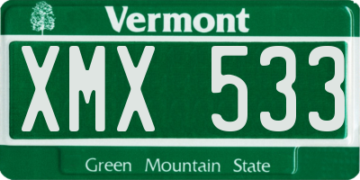VT license plate XMX533