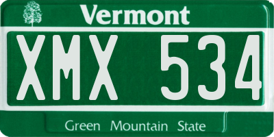 VT license plate XMX534