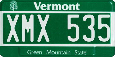 VT license plate XMX535