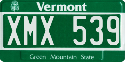 VT license plate XMX539