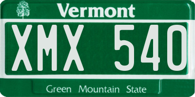 VT license plate XMX540