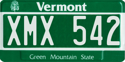 VT license plate XMX542