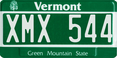 VT license plate XMX544