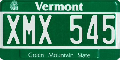 VT license plate XMX545