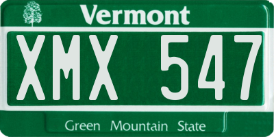 VT license plate XMX547