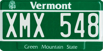 VT license plate XMX548
