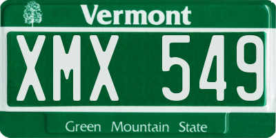 VT license plate XMX549