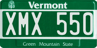 VT license plate XMX550